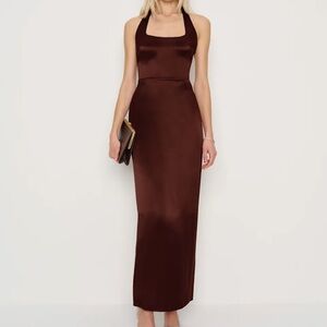 Reformation Ivan Silk Dress Brown - Size 4